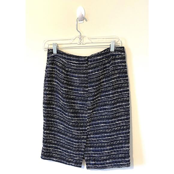 J. Crew Tweed Knee Length Pencil Skirt Blue Black Size 4 - Picture 4 of 7